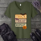 Trick Treat Repeat Muted V-Neck T-Shirt