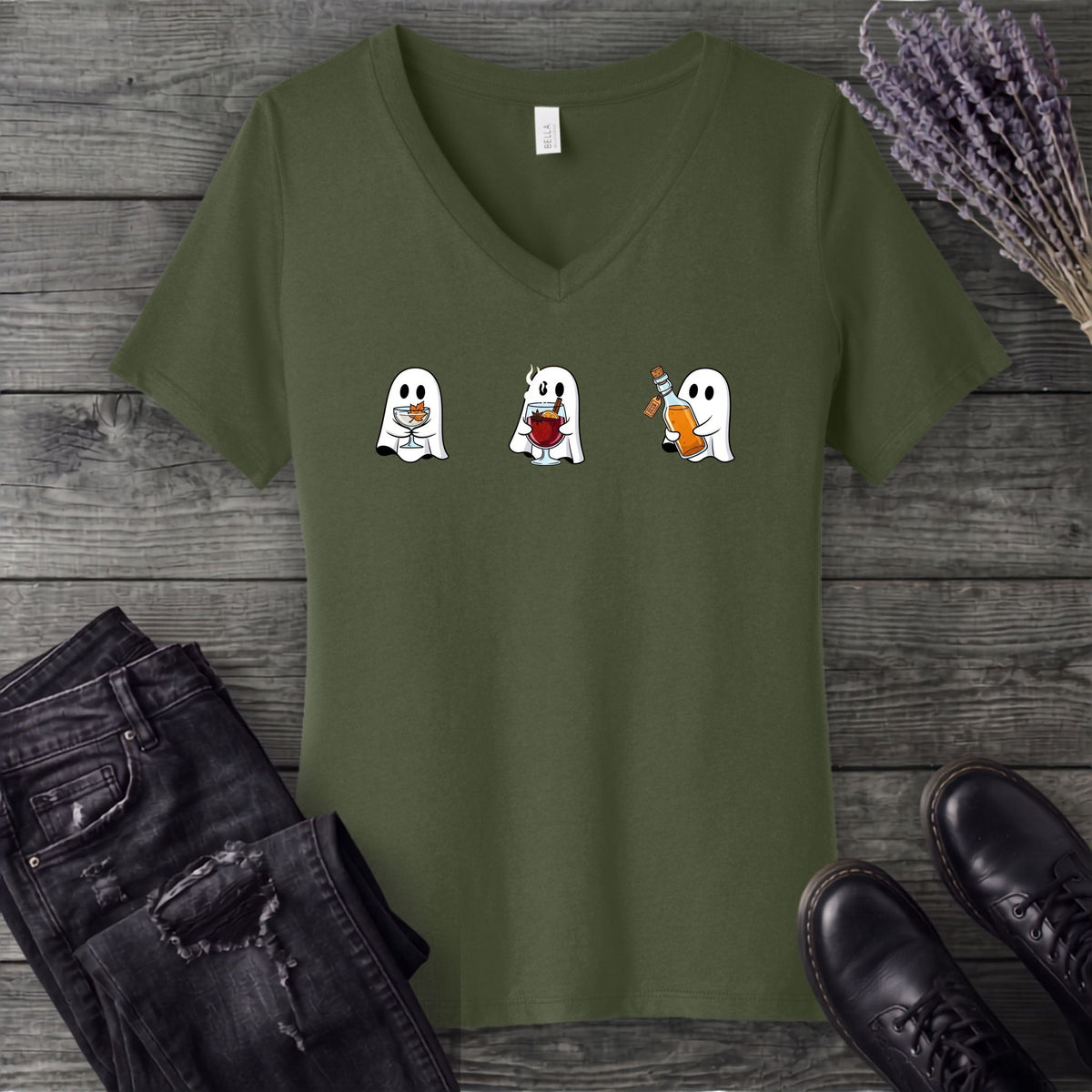 Ghosts With Booze V-Neck T-Shirt