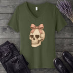 Coquette Skull V-Neck T-Shirt