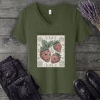 Forbidden Fruit Strawberries V-Neck T-Shirt