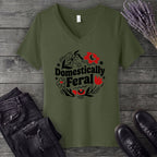 domestically feral V-Neck T-Shirt