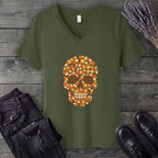 Candy Corn Skull V-Neck T-Shirt