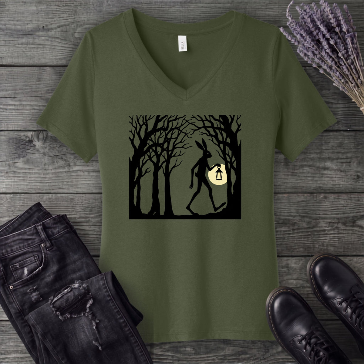 tall rabbit spooky easter V-Neck T-Shirt