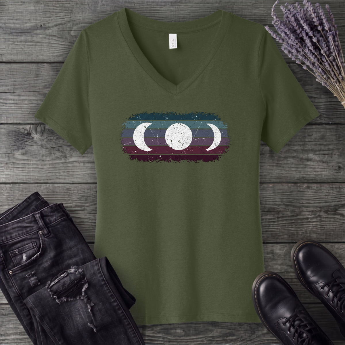 Grunge Moon Phase Trio V-Neck T-Shirt