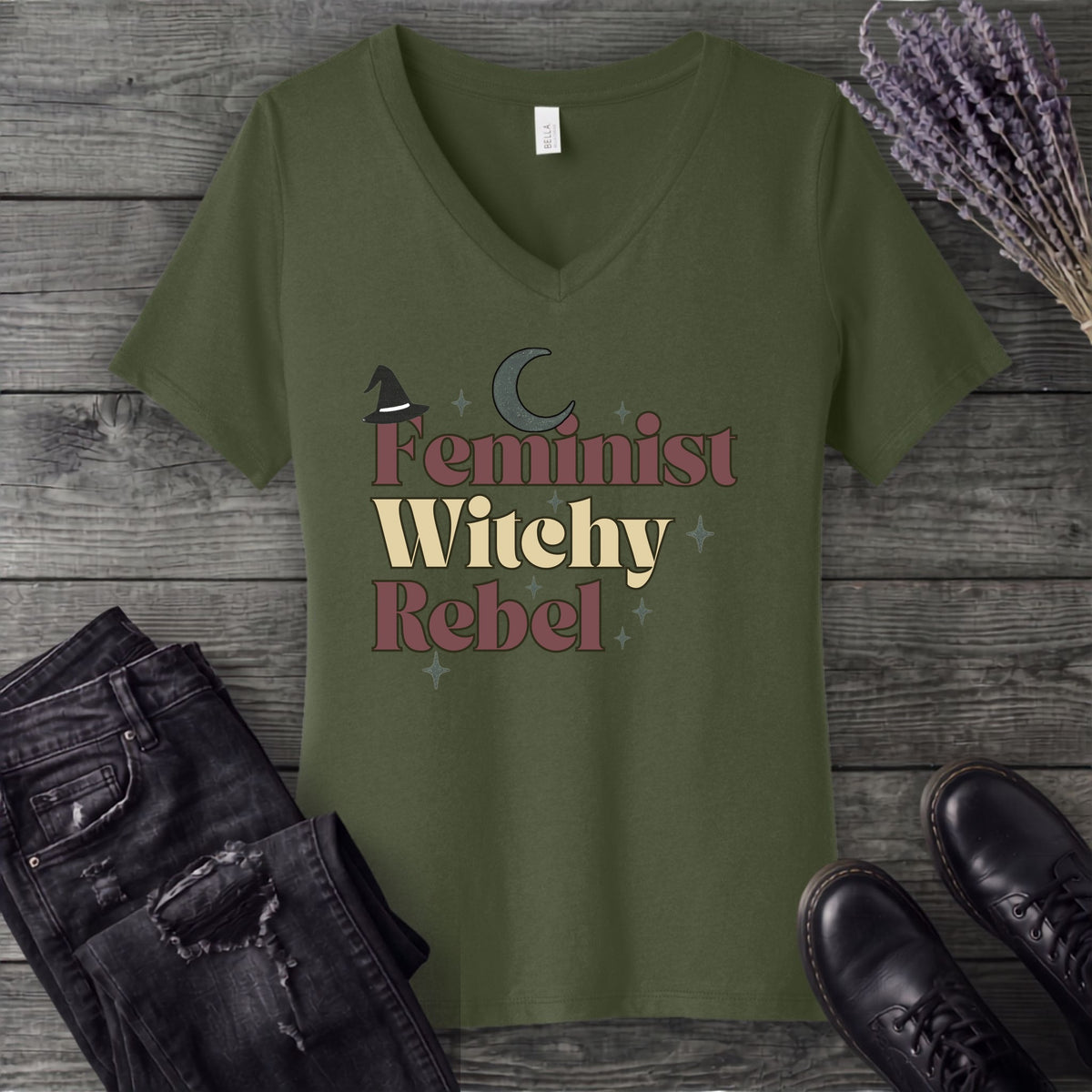 Feminist Witchy Rebel V-Neck T-Shirt