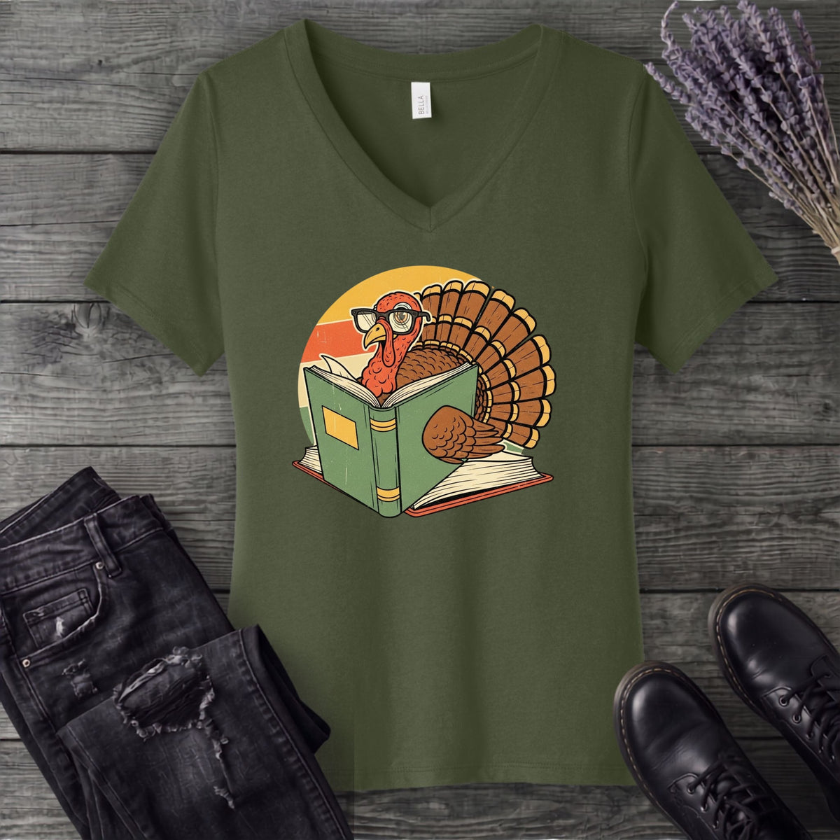 Turkey Reading V-Neck T-Shirt