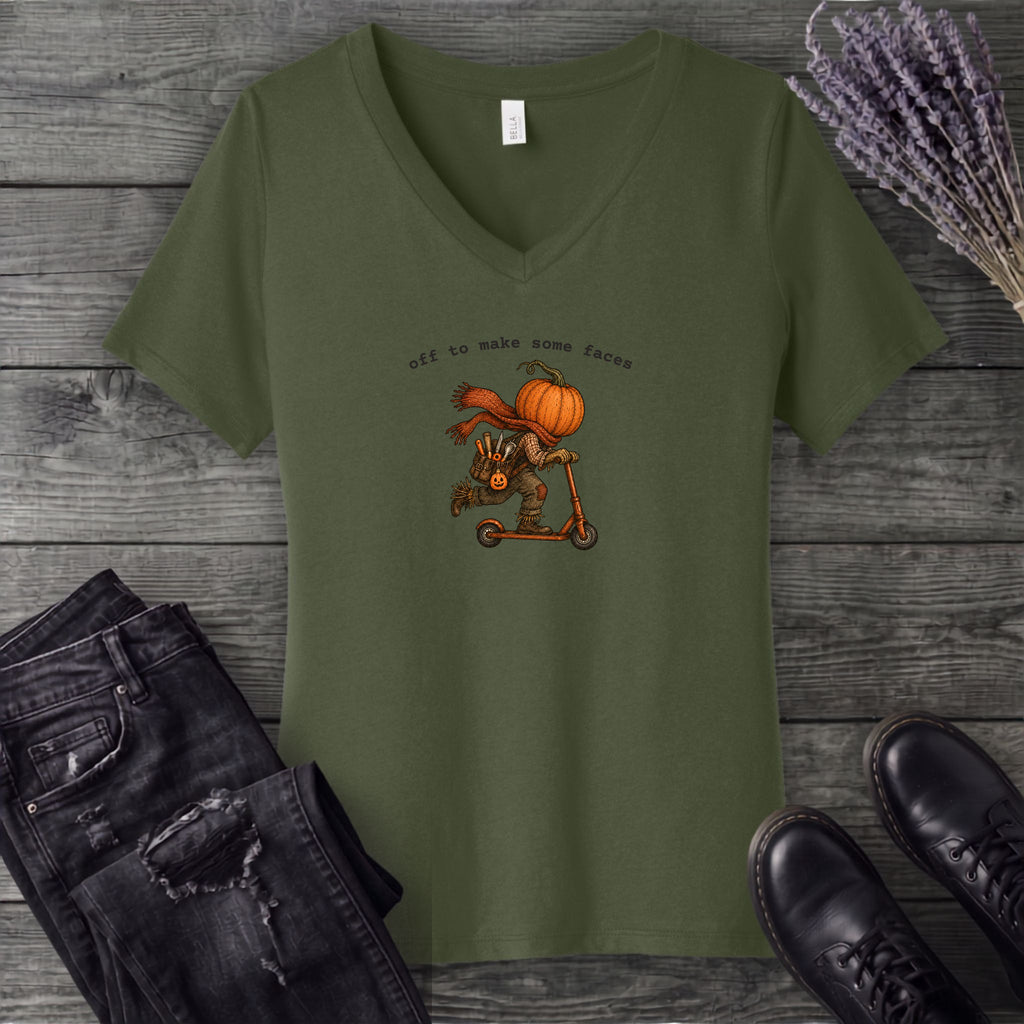 Off To Make Some Faces V-Neck T-Shirt