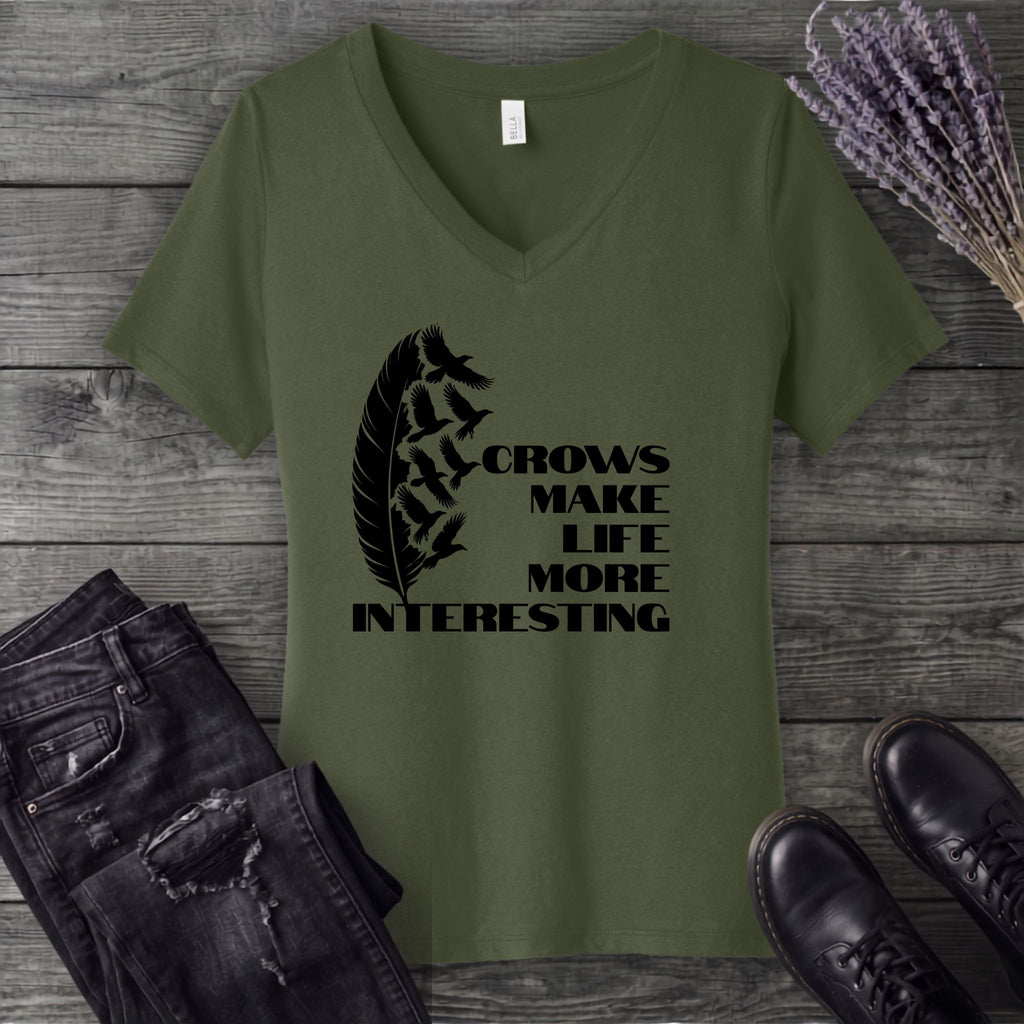 Crows Make Life More Interesting V-Neck T-Shirt