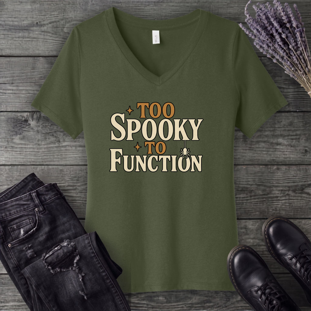 Too Spooky To Function V-Neck T-Shirt