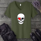 Heart Eye Skull V-Neck T-Shirt
