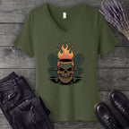 Tiki Skull Drink V-Neck T-Shirt