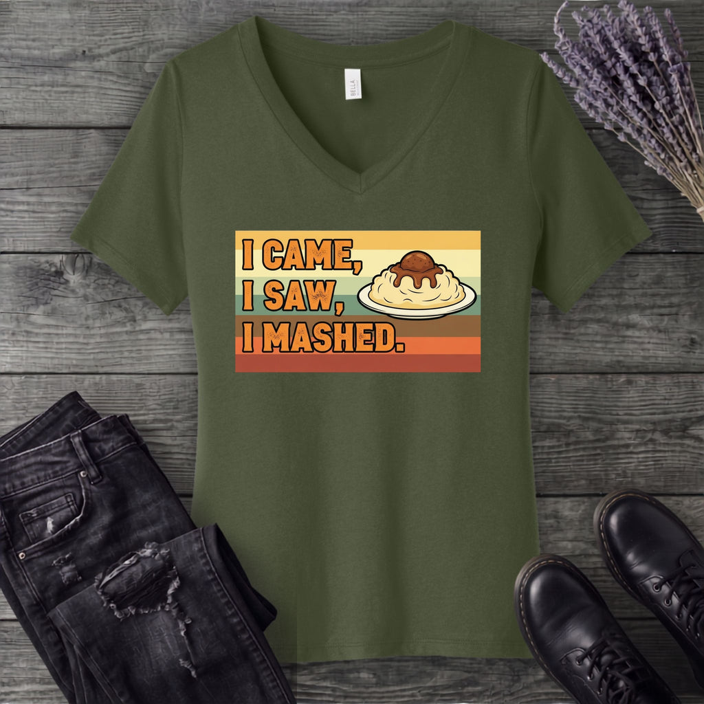 I Came I Saw I Mashed V-Neck T-Shirt