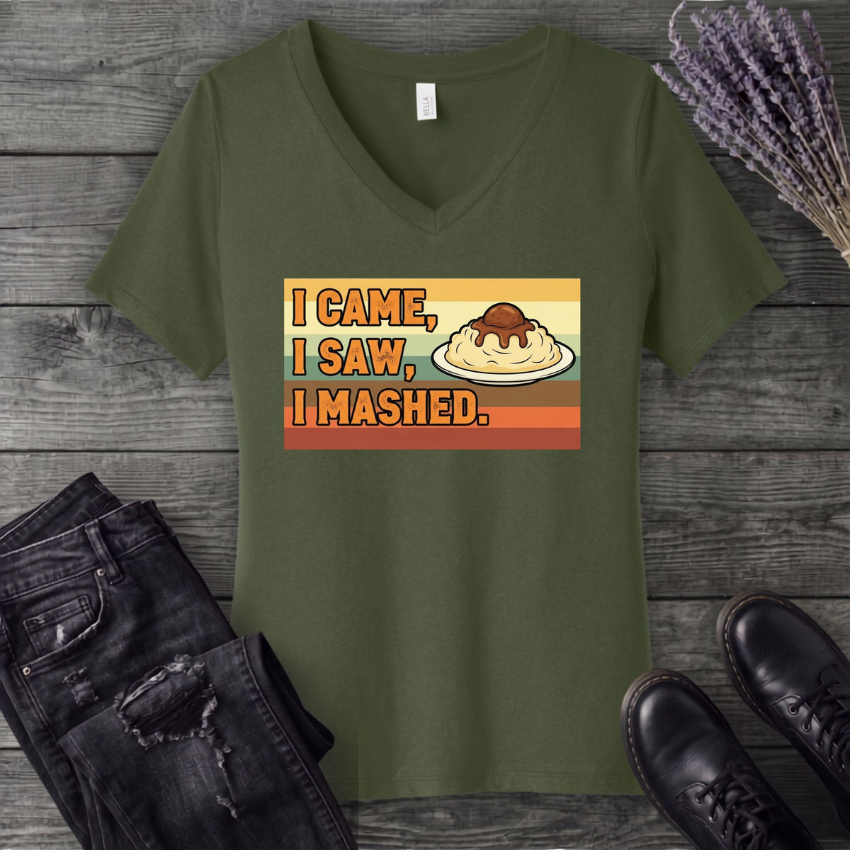 I Came I Saw I Mashed V-Neck T-Shirt