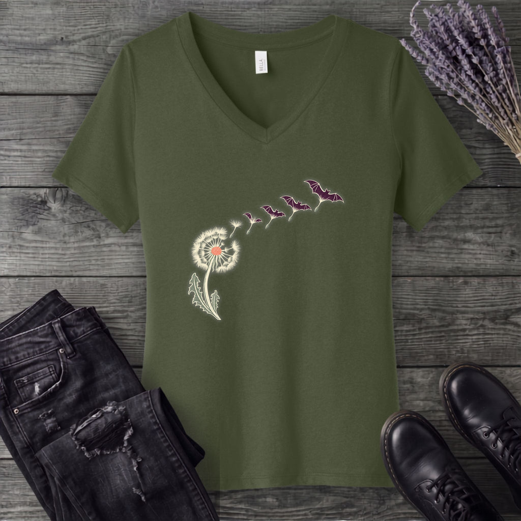 Dandelion Bats V-Neck T-Shirt