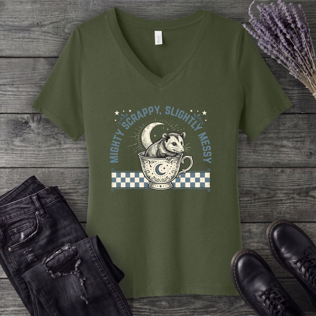 Might Scrappy Slightly Messy V-Neck T-Shirt