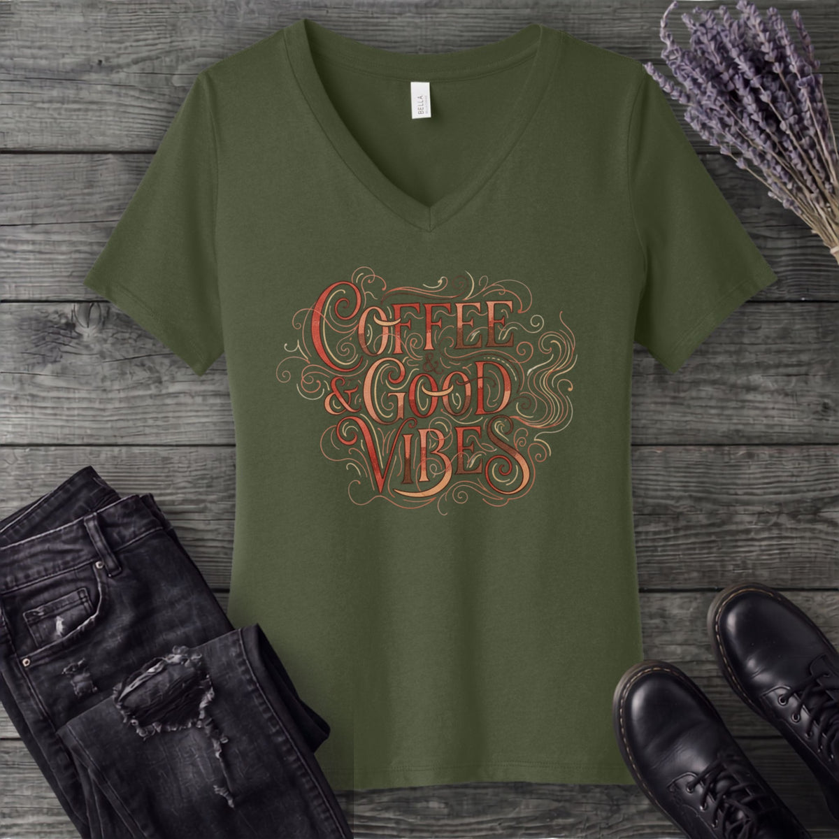Coffee And Good Vibes V-Neck T-Shirt