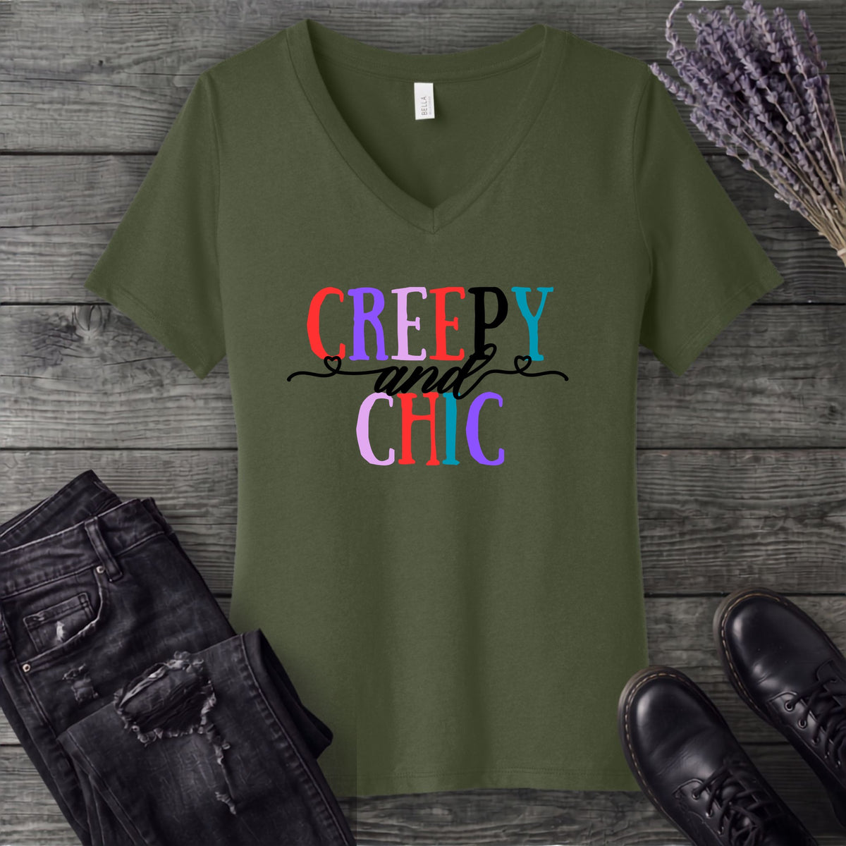 Creepy And Chic V-Neck T-Shirt