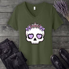 Cute Princess Skull V-Neck T-Shirt