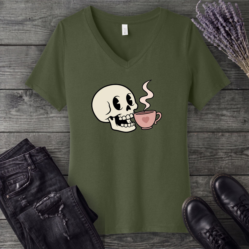Skull Sip V-Neck T-Shirt