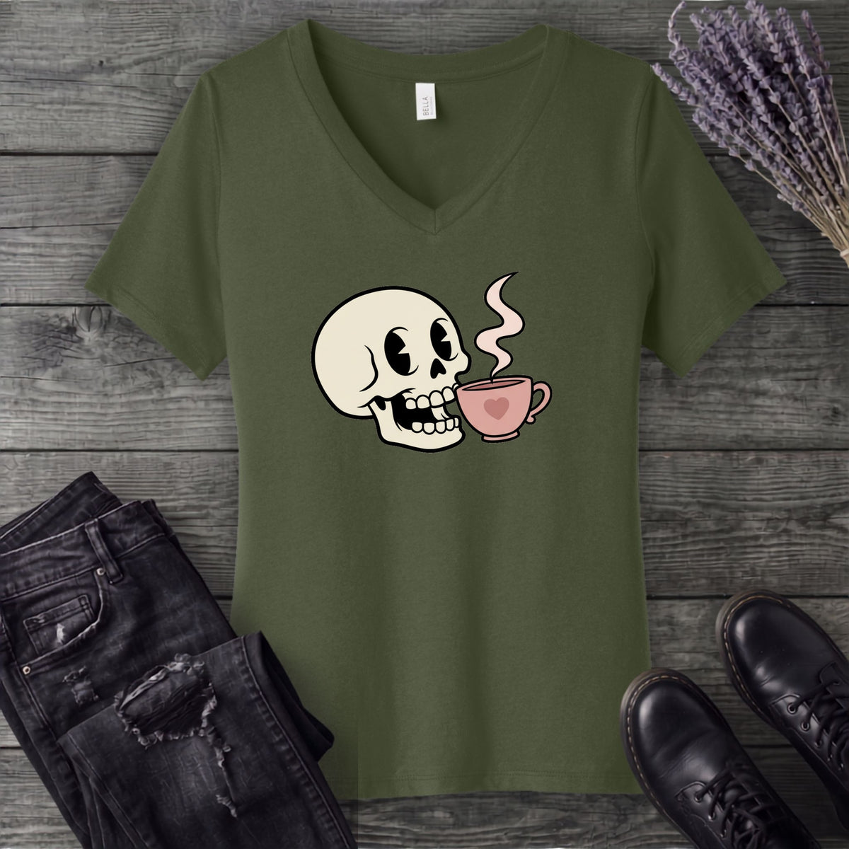Skull Sip V-Neck T-Shirt