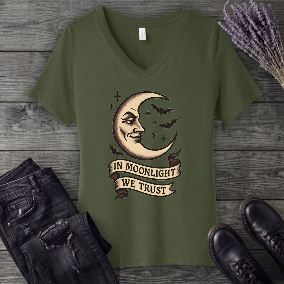 In Moonlight We Trust V-Neck T-Shirt