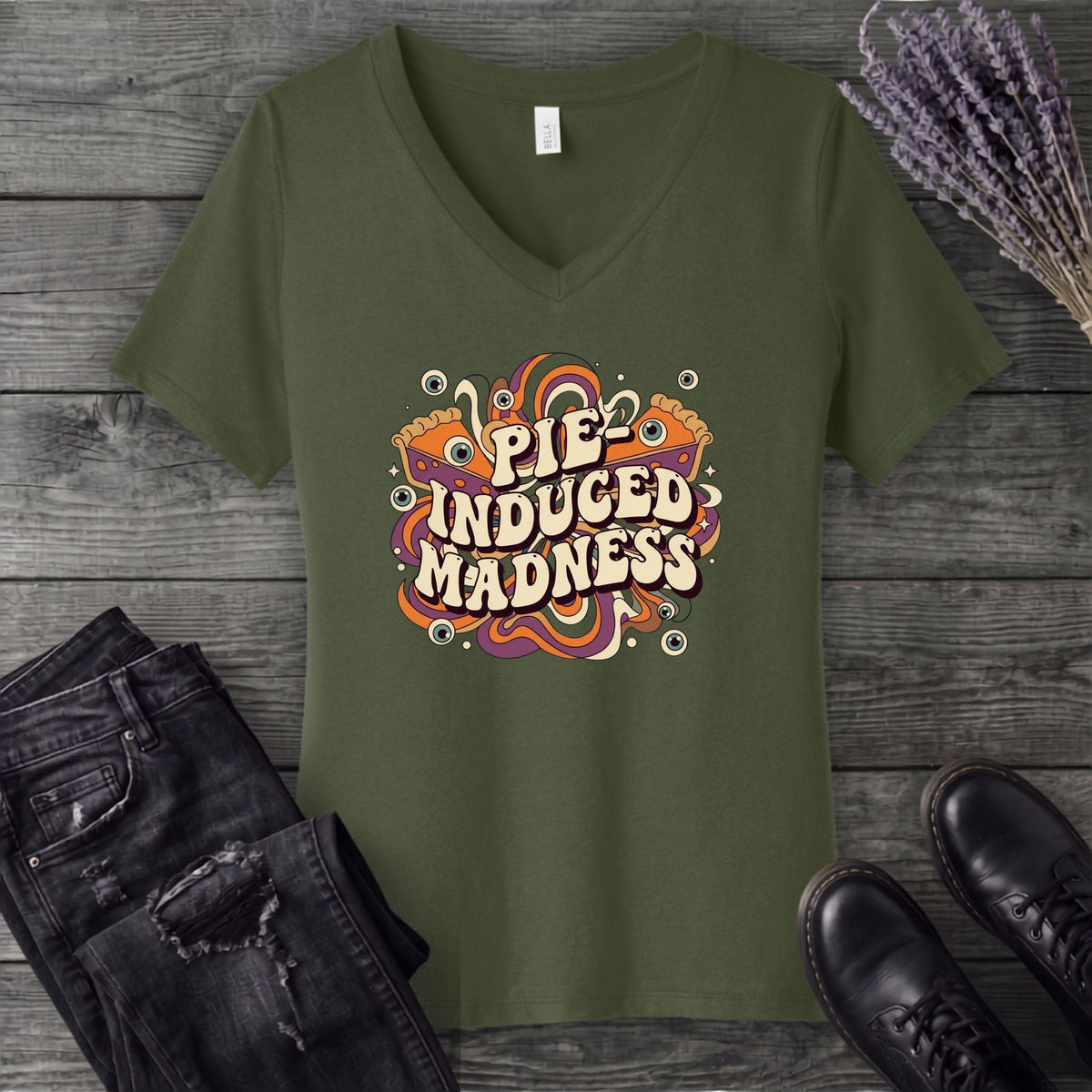 Pie Induced Madness V-Neck T-Shirt