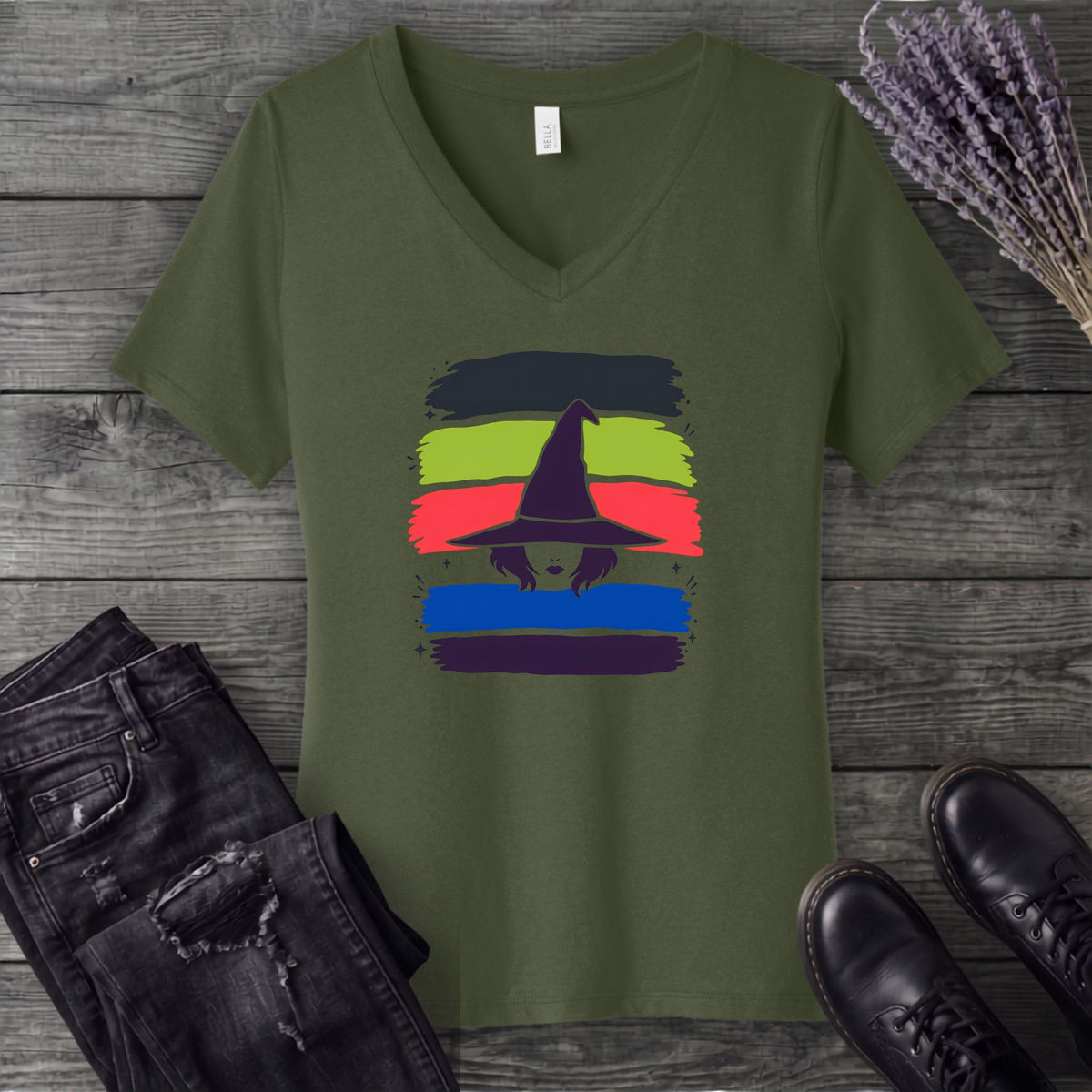 Witch Stripes V-Neck T-Shirt