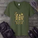 Dancing Skeletons V-Neck T-Shirt