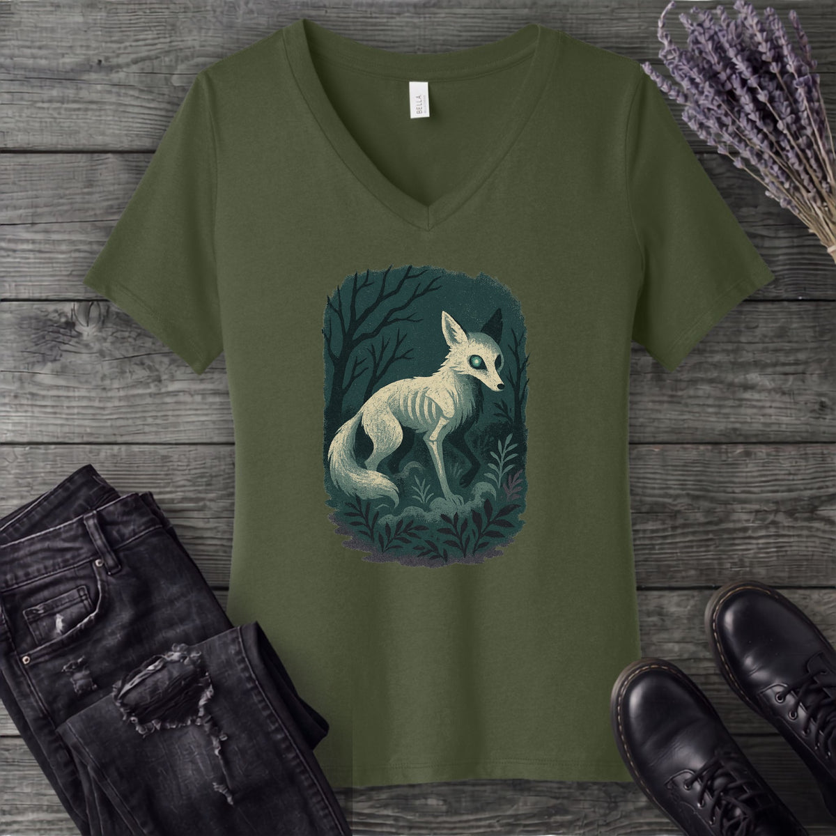 Woodland Spirits Fox V-Neck T-Shirt