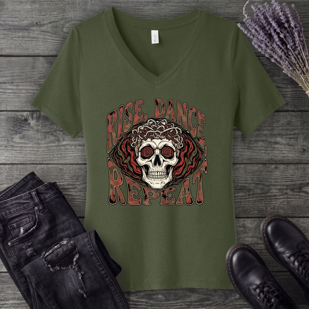 Rise Dance Repeat V-Neck T-Shirt
