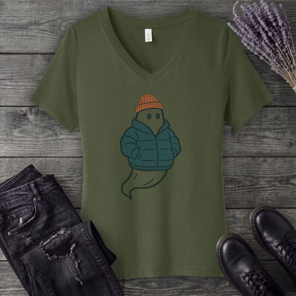 Puffer Coat Ghost V-Neck T-Shirt