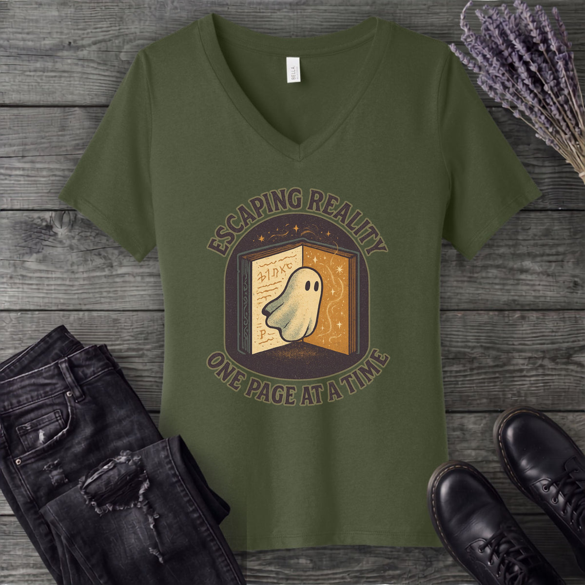 Escaping Reality One Page At A Time V-Neck T-Shirt