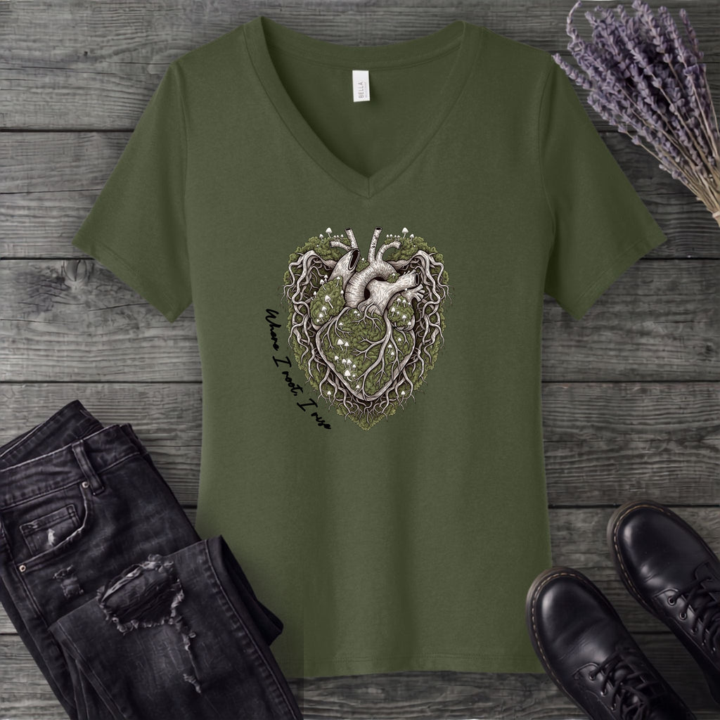 Where I Root I Rise V-Neck T-Shirt