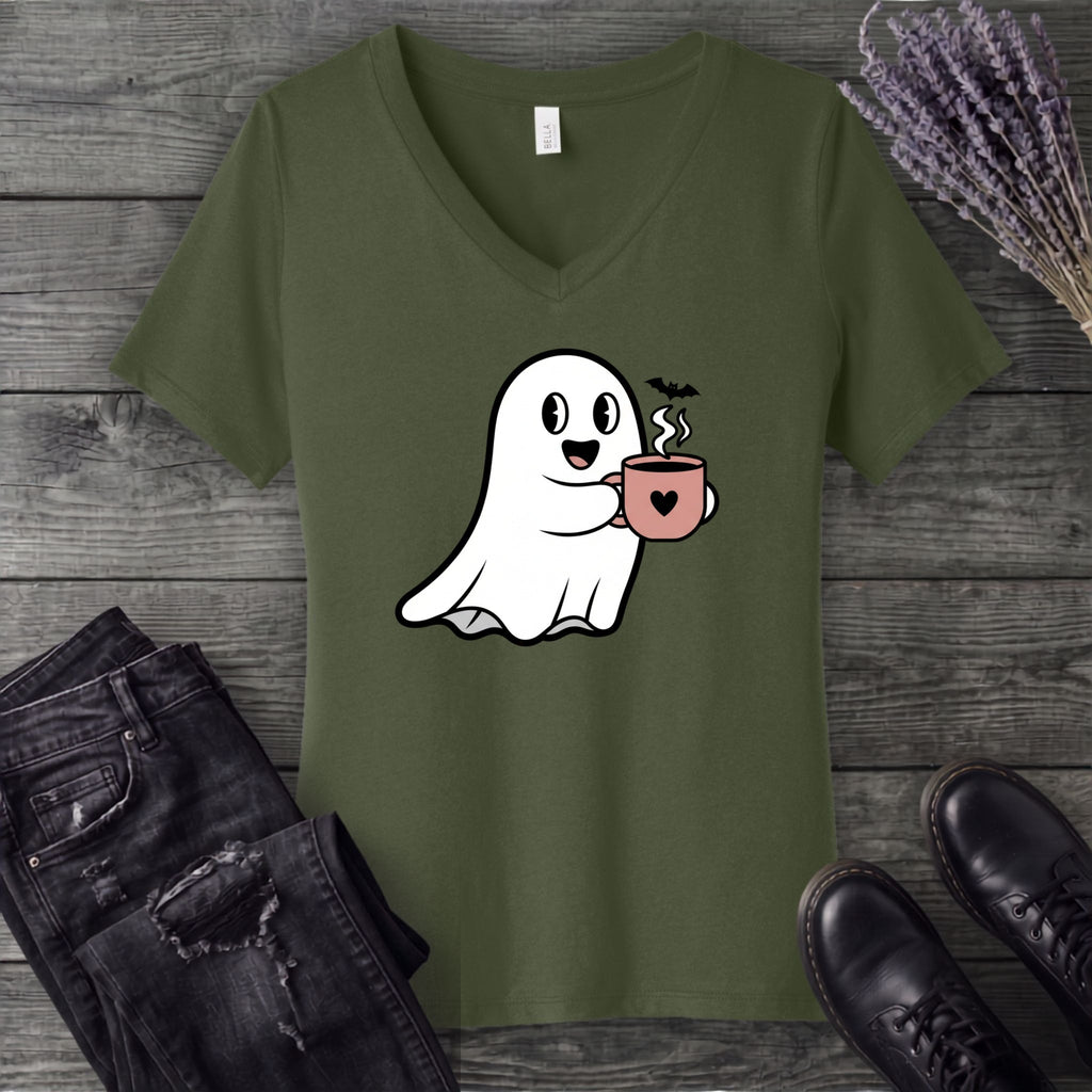 Ghost Heart Coffee V-Neck T-Shirt