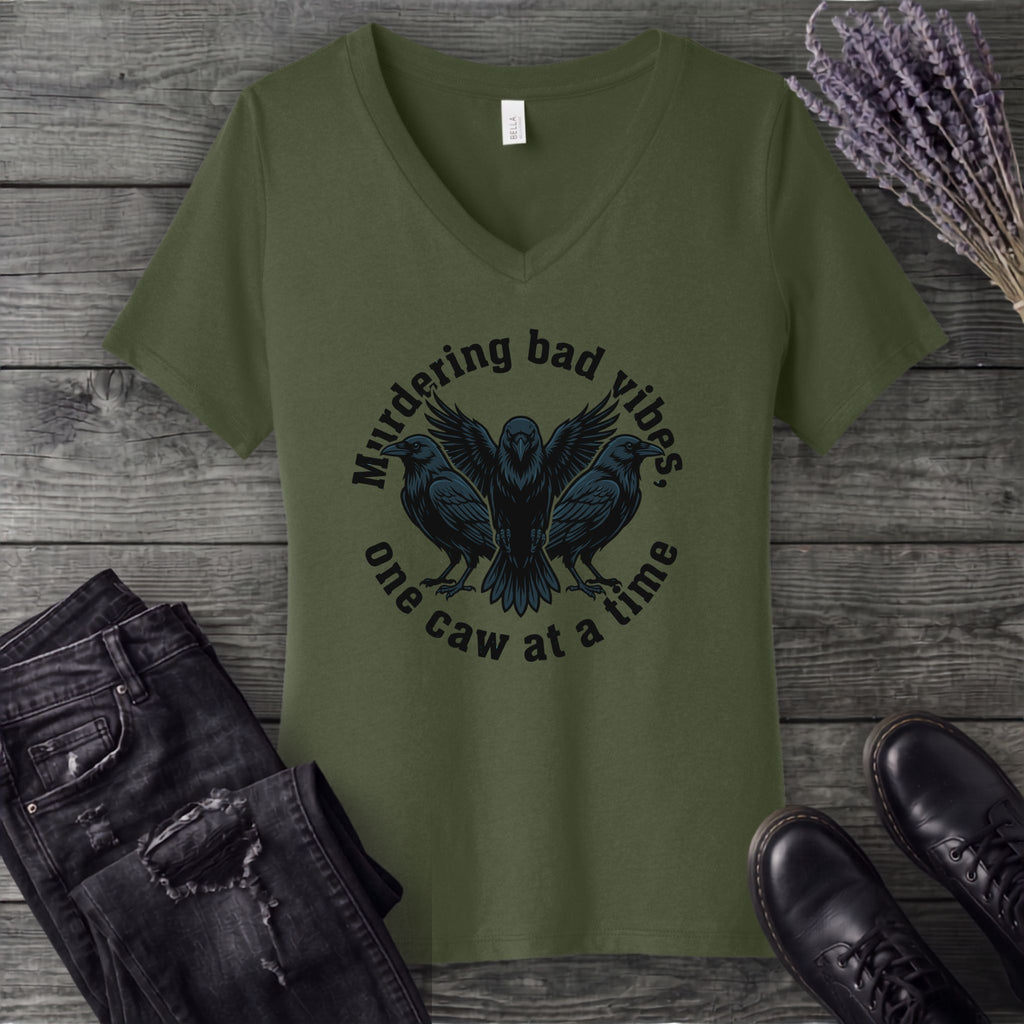 murdering bad vibes V-Neck T-Shirt