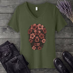 Hibiscus Skull V-Neck T-Shirt