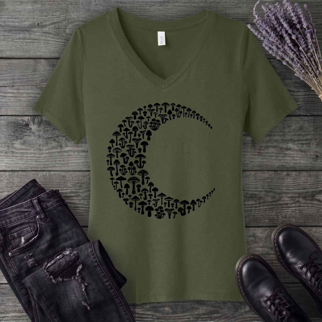 moonlit mushrooms V-Neck T-Shirt