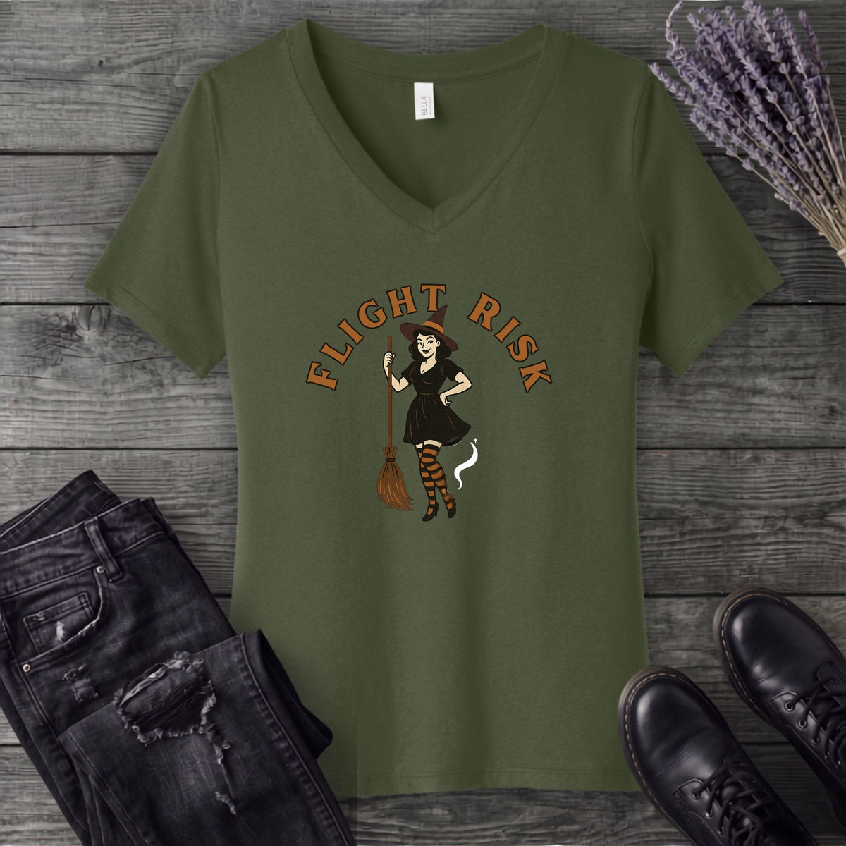 Witch Flight Risk V-Neck T-Shirt
