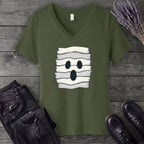 Fabric Strip Ghost V-Neck T-Shirt