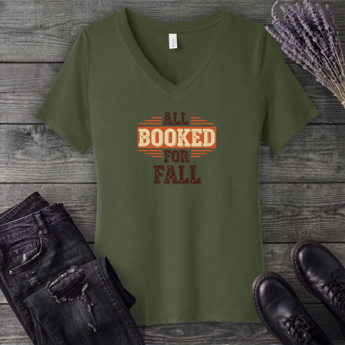 All Booked For Fall V-Neck T-Shirt