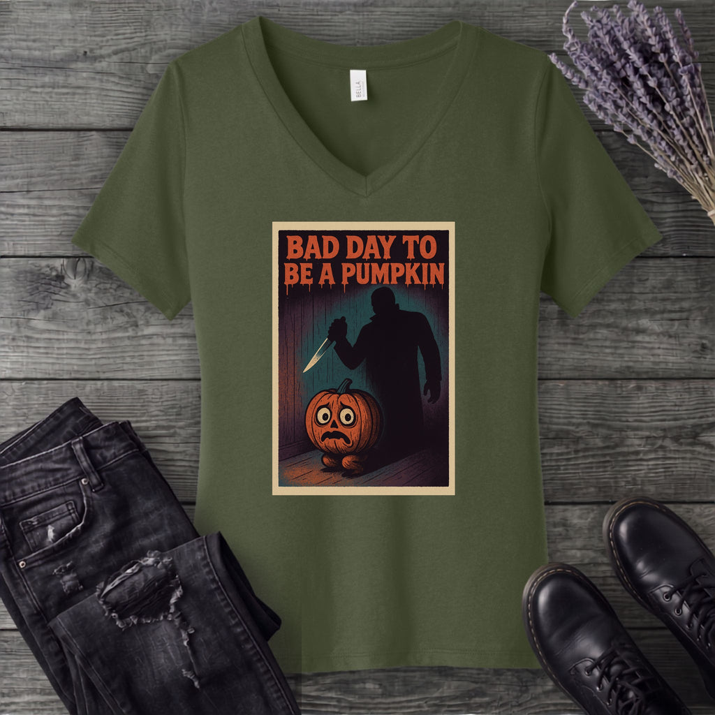 Bad Day To Be A Pumpkin V-Neck T-Shirt