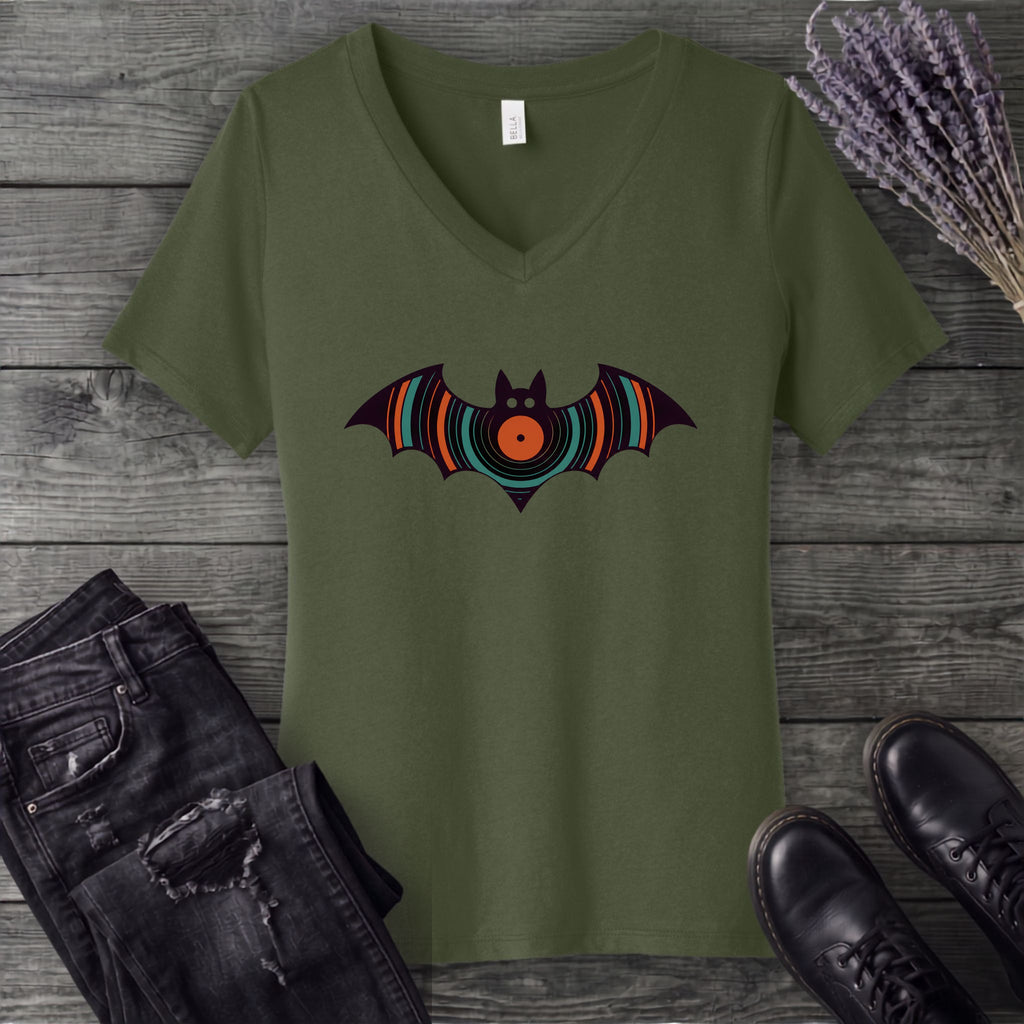 Bat Vinyl V-Neck T-Shirt