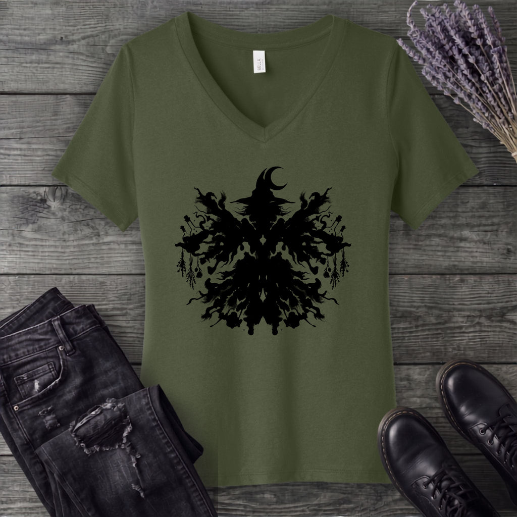 inkblot witch V-Neck T-Shirt