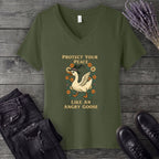 Protect Your Peace Like An Angry Goose V-Neck T-Shirt