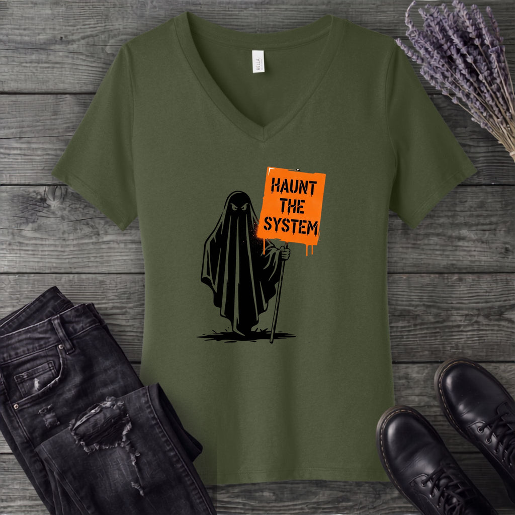 Haunt The System V-Neck T-Shirt