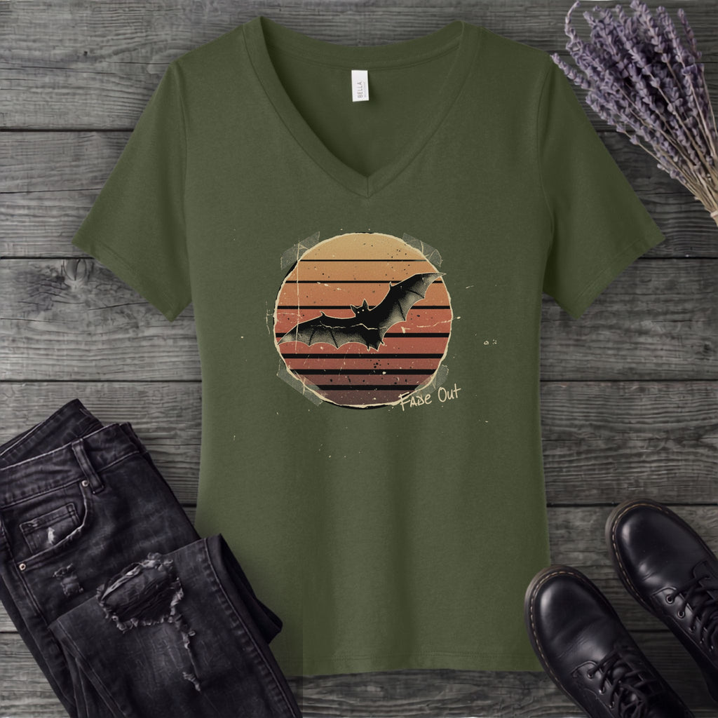 fade out grunge bat V-Neck T-Shirt