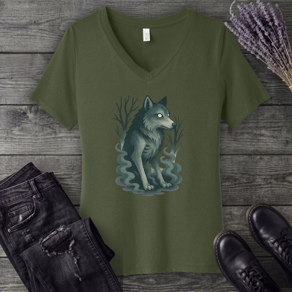 Woodland Spirits Wolf V-Neck T-Shirt