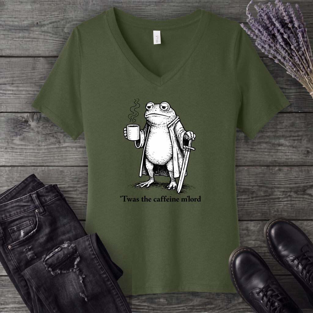 Twas The Caffeine V-Neck T-Shirt