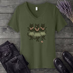Hula Black Cat Trio V-Neck T-Shirt