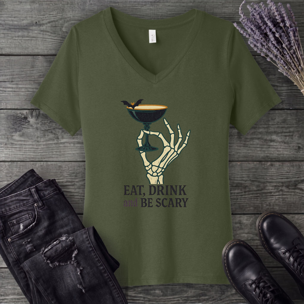 Eat Drink And Be Scary V-Neck T-Shirt